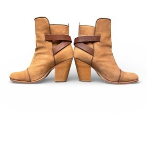 Rag & Bone Kinsey Leather Ankle Boots Block Heel Size 37.5 (7.5)